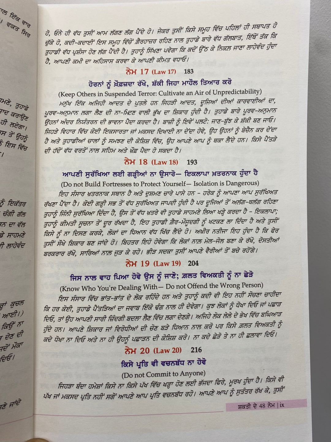 The 48 Laws of Power (ਸ਼ਕਤੀ ਦੇ 48 ਨੇਮ) Book Punjabi edition– Robert Greene